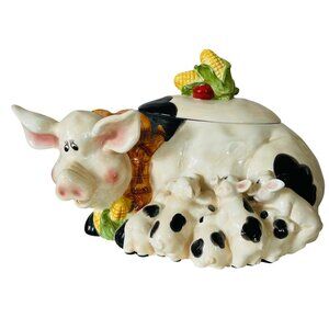 Cookie Jar Pig and Piglets Farm Harvest Farm Theme 14" x 7.5" x 8.5"